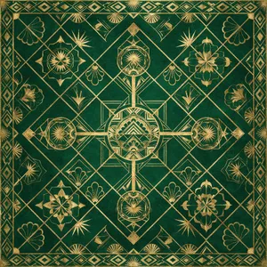Seamless geometric pattern, Art Deco style, gold lines on deep emerald green background, high resolution texture for print. - Bytedance Seedream 5.0 Pro