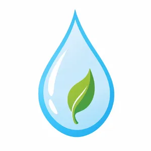 Visual element for an infographic about water conservation. Stylized water droplet icon containing a small green leaf, clean vector art. - Takumi Takumi 1