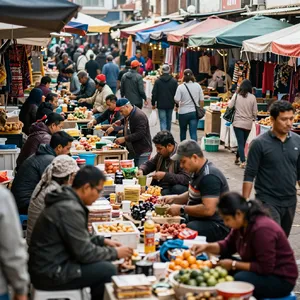 A bustling market scene with dozens of people buying and selling goods. - Alibaba Z-Image Turbo