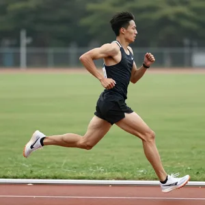 A runner mid-stride in a full-body action shot, limbs in motion and well-defined. - Alibaba Z-Image Turbo