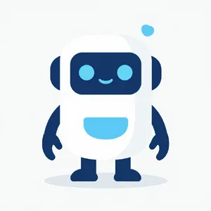 Simple flat vector mascot: friendly smiling robot character 'HelperBot', approachable design, primarily blue and white. - Alibaba Z-Image Turbo