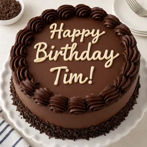 A birthday cake with icing that spells 