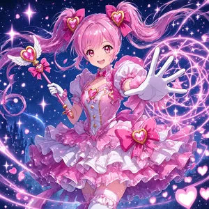 A magical girl character in a frilly dress, casting a spell (classic anime trope). - Reve Reve 2.1