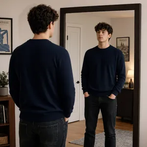 A person standing before a mirror, with their front and reflected back both visible. - Reve Reve 2.1