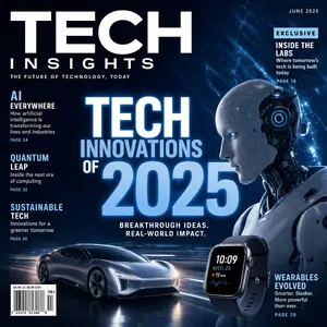 A technology magazine cover featuring the headline 