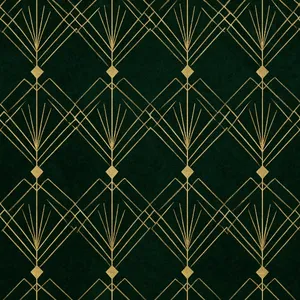 Seamless geometric pattern, Art Deco style, gold lines on deep emerald green background, high resolution texture for print. - Reve Reve 2.1