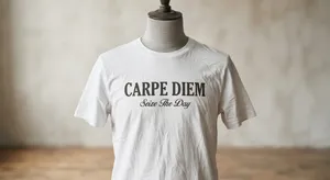 A wrinkled white T-shirt with 