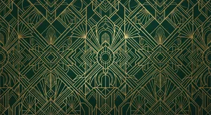 Seamless geometric pattern, Art Deco style, gold lines on deep emerald green background, high resolution texture for print. - Google Nano Banana 2 Lite