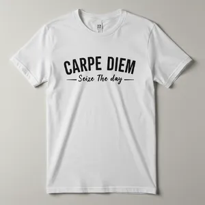 A wrinkled white T-shirt with 