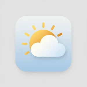 App icon design for a weather app. Minimalist representation of a sun partially behind a stylized cloud, subtle gradient, modern flat style. - Google Imagen 3.0