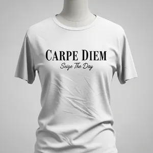 A wrinkled white T-shirt with 