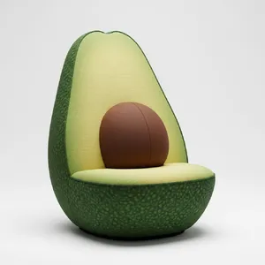 An armchair designed in the shape of an avocado, presented in a contemporary product photography style with professional studio lighting against a minimalist background. - Google Imagen 4.0 Ultra