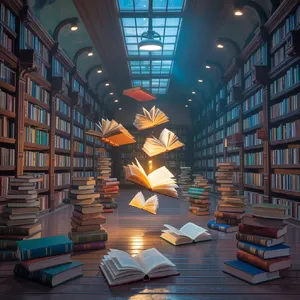 A library where the books are glowing and floating in mid-air, illustrated in a magical realism style with dramatic lighting and rich atmospheric colors. - Ideogram Ideogram 3.0 (Quality)