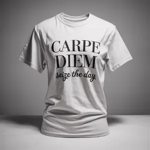 A wrinkled white T-shirt with 
