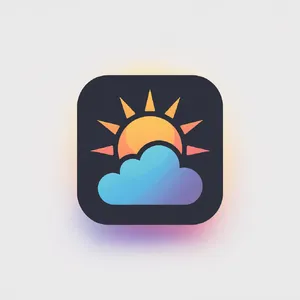 App icon design for a weather app. Minimalist representation of a sun partially behind a stylized cloud, subtle gradient, modern flat style. - Ideogram Ideogram 3.0 (Quality)