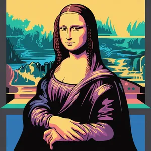 The Mona Lisa reimagined as a futuristic android, rendered in a digital art style that preserves Da Vinci's composition while incorporating sleek cyberpunk aesthetics and technological elements. - Ideogram Ideogram 3.0 (Quality)
