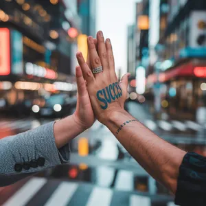 Two people high-fiving, with focus on their hands meeting mid-air. - Ideogram Ideogram 3.0 (Quality)