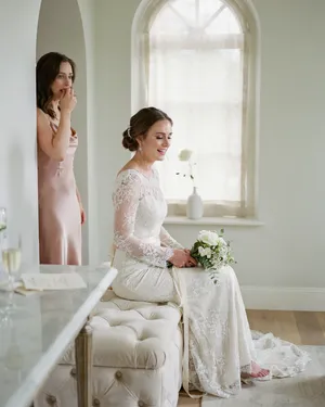 A bride on her wedding day, smiling with tears of joy in her eyes. - Ideogram Ideogram 4.0 (Quality)