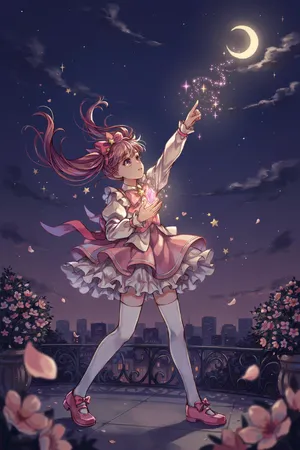 A magical girl character in a frilly dress, casting a spell (classic anime trope). - Ideogram Ideogram 4.0 (Quality)