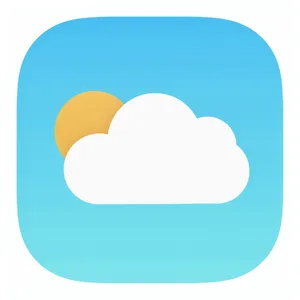 App icon design for a weather app. Minimalist representation of a sun partially behind a stylized cloud, subtle gradient, modern flat style. - Ideogram Ideogram 4.0 (Quality)