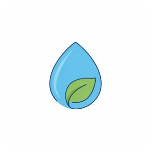 Visual element for an infographic about water conservation. Stylized water droplet icon containing a small green leaf, clean vector art. - Ideogram Ideogram 4.0 (Quality)