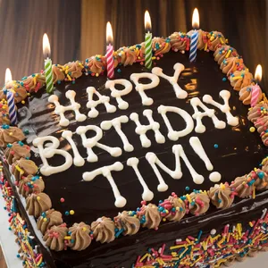 A birthday cake with icing that spells 