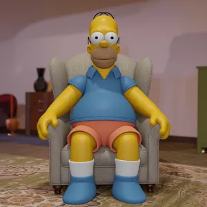 A famous cartoon character (e.g. Homer Simpson) rendered fully photorealistically as if a real human being, accurately preserving recognizable facial features and proportions - Ideogram Ideogram V2