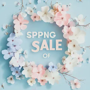 Instagram post graphic: 'SPRING SALE 30% OFF'. Floral background, pastel colors, elegant serif font style visually integrated. - Midjourney Midjourney V6.1