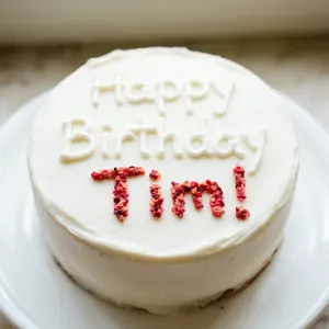 A birthday cake with icing that spells 