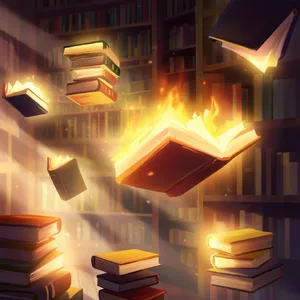 A library where the books are glowing and floating in mid-air, illustrated in a magical realism style with dramatic lighting and rich atmospheric colors. - Krea Krea 2 Large