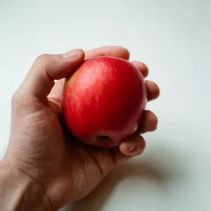 A realistic photo of a hand holding a red apple, with all fingers clearly visible. - Krea Krea 2 Large