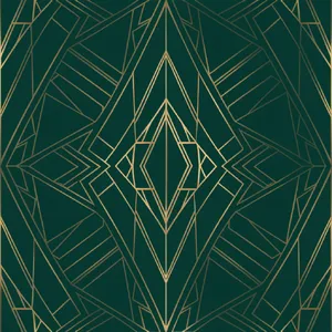 Seamless geometric pattern, Art Deco style, gold lines on deep emerald green background, high resolution texture for print. - Krea Krea 2 Large