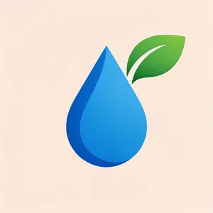 Visual element for an infographic about water conservation. Stylized water droplet icon containing a small green leaf, clean vector art. - Krea Krea 2 Large