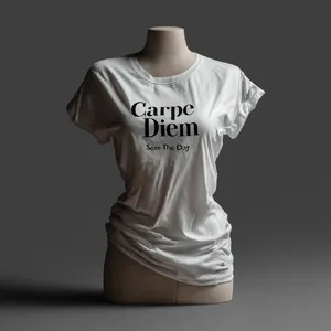 A wrinkled white T-shirt with 