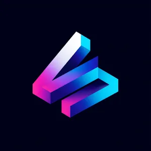 Abstract geometric logo for tech startup 'Quantum Leap', evoking connection & speed, vibrant blue/purple gradient, sharp angles. 'Quantum Leap' as text contained in logo. - Midjourney Midjourney v7