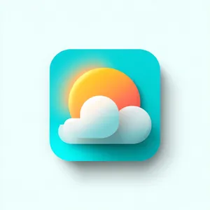App icon design for a weather app. Minimalist representation of a sun partially behind a stylized cloud, subtle gradient, modern flat style. - Midjourney Midjourney v7
