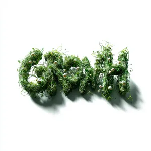 The word 'GROWTH' visualized using stylized plant vines organically forming the letters, green tones, white background, graphic design. - Midjourney Midjourney v7