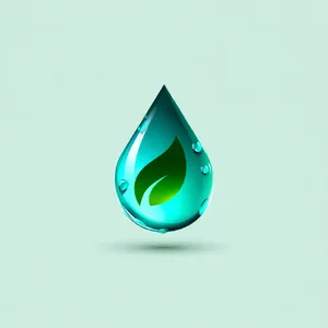 Visual element for an infographic about water conservation. Stylized water droplet icon containing a small green leaf, clean vector art. - Midjourney Midjourney v7
