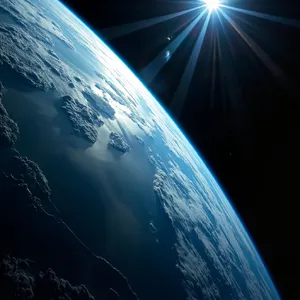 Photorealistic aerial photograph clearly showing the edge of the Earth from space, capturing realistic curvature, atmosphere, and sunlight reflections - Minimax MiniMax Image-01