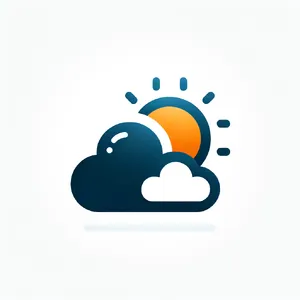 App icon design for a weather app. Minimalist representation of a sun partially behind a stylized cloud, subtle gradient, modern flat style. - OpenAI DALL-E 3