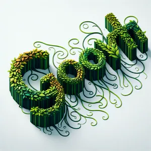 The word 'GROWTH' visualized using stylized plant vines organically forming the letters, green tones, white background, graphic design. - OpenAI DALL-E 3