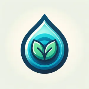 Visual element for an infographic about water conservation. Stylized water droplet icon containing a small green leaf, clean vector art. - OpenAI DALL-E 3