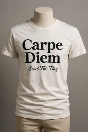 A wrinkled white T-shirt with 