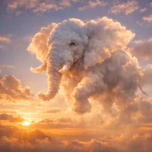 An elephant made of clouds floating in a sunset sky, rendered in a surrealist photorealistic style with ethereal golden lighting and atmospheric depth. - OpenAI GPT Image 1.5
