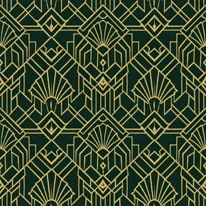 Seamless geometric pattern, Art Deco style, gold lines on deep emerald green background, high resolution texture for print. - OpenAI GPT Image 1.5
