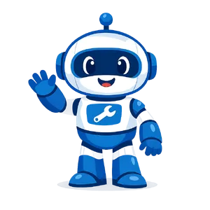 Simple flat vector mascot: friendly smiling robot character 'HelperBot', approachable design, primarily blue and white. - OpenAI GPT Image 1.5