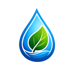 Visual element for an infographic about water conservation. Stylized water droplet icon containing a small green leaf, clean vector art. - OpenAI GPT Image 1.5