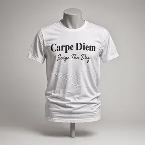 A wrinkled white T-shirt with 