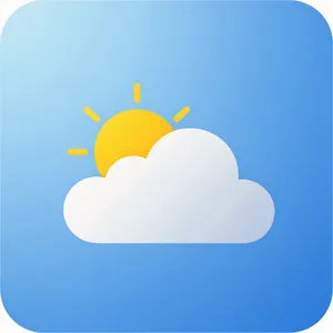 App icon design for a weather app. Minimalist representation of a sun partially behind a stylized cloud, subtle gradient, modern flat style. - Black Forest Labs FLUX 3 Image