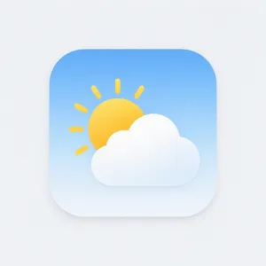 App icon design for a weather app. Minimalist representation of a sun partially behind a stylized cloud, subtle gradient, modern flat style. - Microsoft MAI-Image-2.6